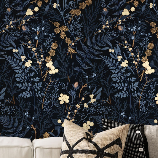 Dark Blue Gray Forest Wallpaper