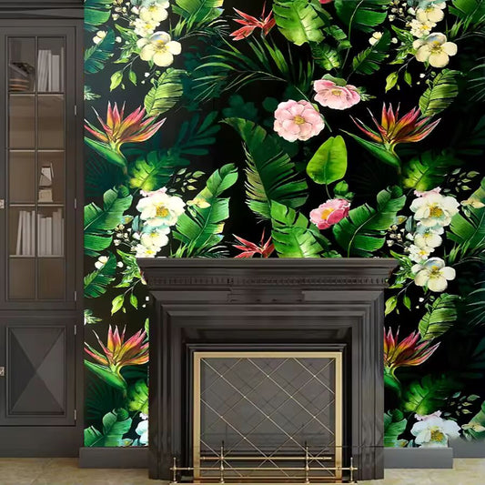 Tropical Rainforest Green Plants Flower Self Adhesive Wallpaper Restaurant Living Room Home Decoration TV Background Wallpaper